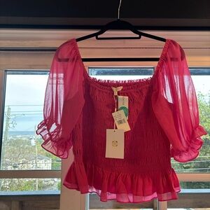 Hot pink short sleeve top